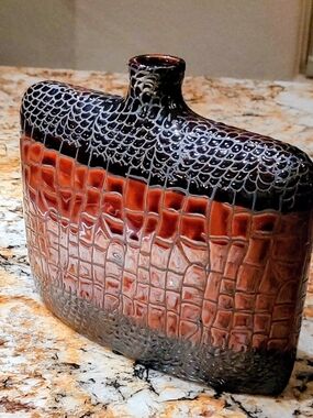 Brown and Black Textured Ceramic Accent Vase - Home Accents